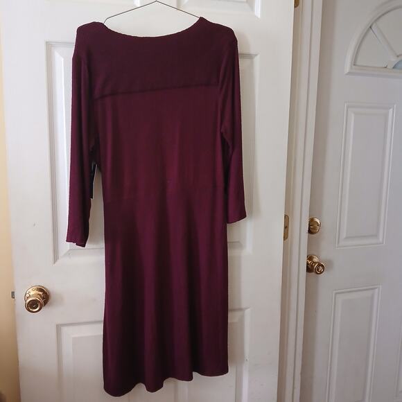 Apt. 9 Women’s L Burgundy Sweater Dress Knit Long Sleeve Wrap Tie Waist NWT - Picture 3 of 15